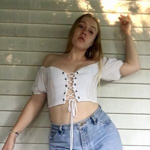 *SOLD* Fashion Nova Lace Up Off Shoulder Crop Top